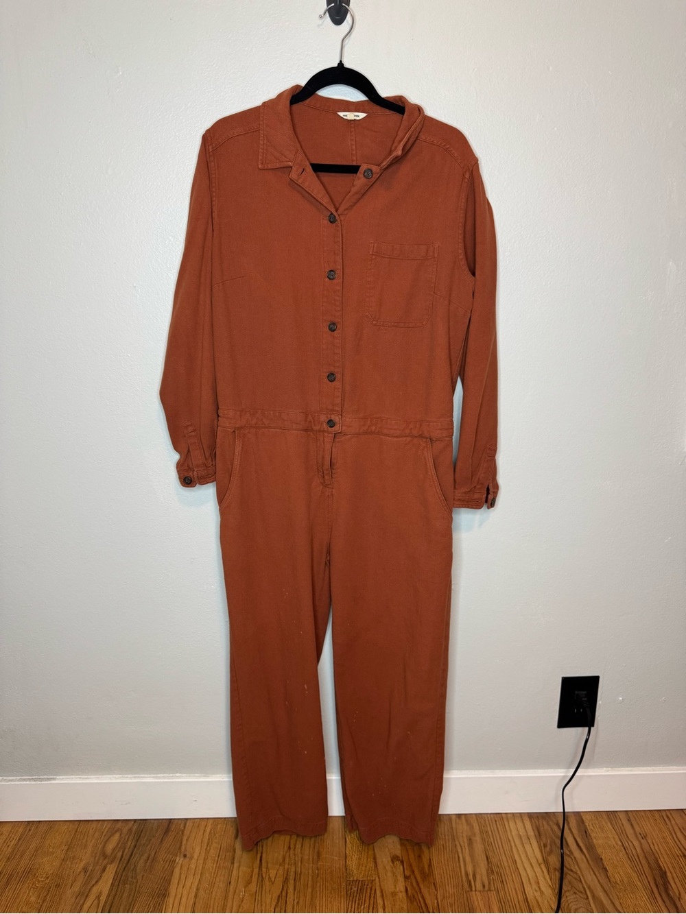 Bridge & Burn Burke Utility Jumpsuit Rust Terracotta Orange Long Sleeve - Picture 2 of 16